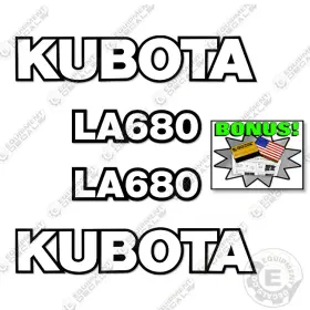 Aftermarket La680 Fits Kubota Decal Kit Frontend Loader Attachment - 3m Vinyl