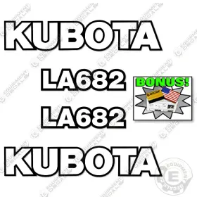 Aftermarket La682 Fits Kubota Decal Kit Frontend Loader Attachment - 3m Vinyl
