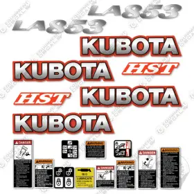 Aftermarket La853 Fits Kubota Decal Kit Tractor Decals - With Warning Aftermarket La853 Fits Kubota Decal Kit Tractor Decals - With Warning