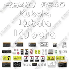 Aftermarket R640 Fits Kubota New Style Decal Kit Wheel Loader- 7 Year Outdoor 3m Vinyl