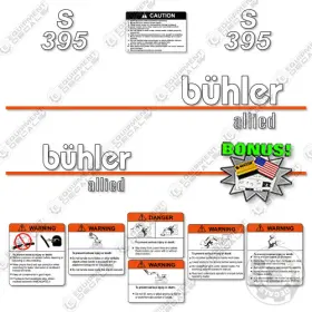 Aftermarket S395 Fits Buhler Decal Kit Front End Loader - 7 Year Outdoor 3m Vinyl