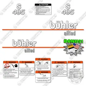 Aftermarket S495 Fits Buhler Allied Decal Kit Front End Loader - 7 Year Outdoor 3m Vinyl