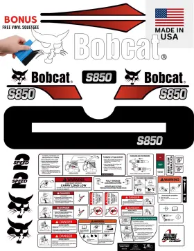 Aftermarket S850 Fits Bobcat Decal Kit Skid Steer / Safety Decals 3m Vinyl Free Shipping