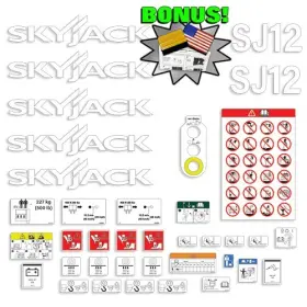 Aftermarket Sj12 Sky Jack Man Lift Decal Kit - 7 Year Outdoor 3m Vinyl Decals Bonus Sj 12