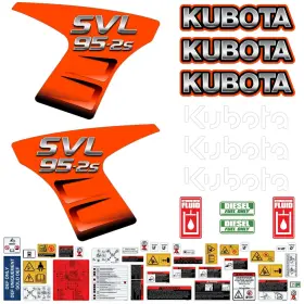 Aftermarket Slv95-2s Complete Decal Kit Fits Kubota Svl95-2s Svl-95 Skid Steer Safety Stickers - Made In Usa