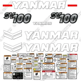 Aftermarket Sv100-2a Fits Yanmar Decal Kit Replacements Midi Excavator - 3m Vinyl