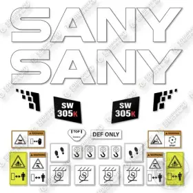 Aftermarket Sw305k Fits Sany Decal Kit Excavator Wheel Loader - 7 Year Outdoor 3m Vinyl