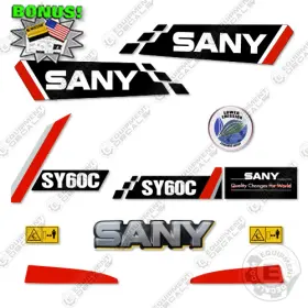Aftermarket Sy60c Fits Sany Decal Kit Mini Excavator - 7 Year Outdoor 3m Vinyl