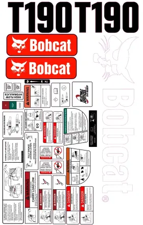 Aftermarket T190 Fits Bobcat Decal Kit Skid Steer / Safety Decals 3m Vinyl Free Shipping