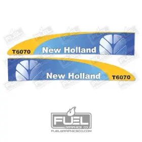 Aftermarket T6070 New Holland Tractor Premium Decal Set - 44.5 Inch Wide X 8 Tall