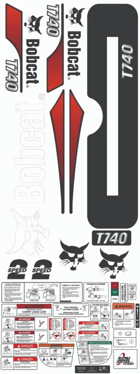 Aftermarket T740 Fits Bobcat Decal Kit Skid Steer / Safety Decals