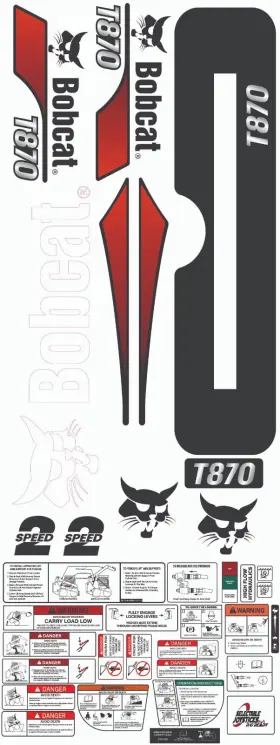 Aftermarket T870 Fits Bobcat Decal Kit Skid Steer / Safety Decals