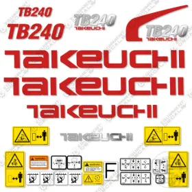 Aftermarket Tb240 Fits Takeuchi Tb 240 Decal Kit Mini Excavator - Indoor Cab 7 Year 3m Vinyl