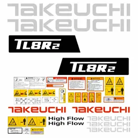 Aftermarket Tl8r2 Decal Kit Fits Takeuchi Skid Steer Tl8 R2 With Safety Stickers Usa Free Ship