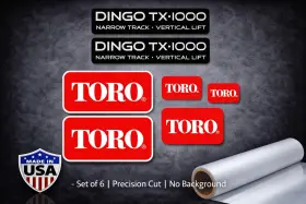 Aftermarket Tx-1000 Fits Toro Dingo Decal Kit Vertical Lift - 7 Year Outdoor Quality