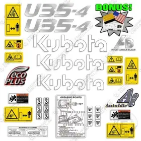 Aftermarket U35-4 Fits Kubota Decal Kit Mini Excavator - New Style 7 Year 3m Vinyl Bonus