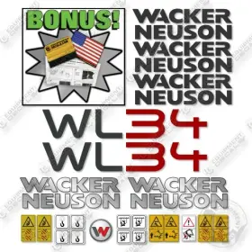 Aftermarket Wl34 Fits Wacker Neuson Wl 34 Decal Kit Wheel Loader - 7 Year Outdoor 3m Vinyl