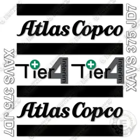 Aftermarket Xavs375 Fits Atlas Copco Jd7 Decal Kit Air Compressor - 7 Year Outdoor 3m Vinyl