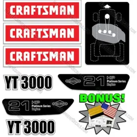 Aftermarket Yt3000 Craftsman Decal Kit Lawn Mower Tractor - 7yr Outdoor 3m Vinyl Bonus