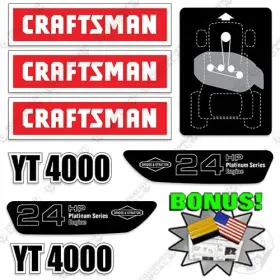 Aftermarket Yt4000 Craftsman Decal Kit Lawn Mower Tractor - 7yr Outdoor 3m Vinyl Bonus