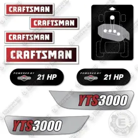 Aftermarket Yts3000 Fits Craftsman Decal Kit Lawn Tractor- 7 Year Outdoor 3m Vinyl