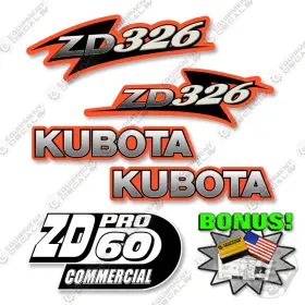 Aftermarket Zd326 Fits Kubota Decal Kit Mower - 7 Year Outdoor 3m Vinyl