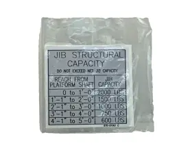 Altec 067001067 2 Pack Jib Structural Capacity Placard Decal Old Stock