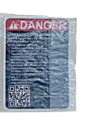 Altec 067040172 3 Pack Untrained Operator Hazard Placard Decal Old Stock