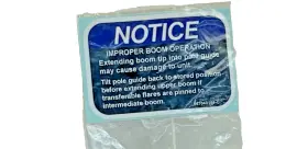 Altec 067040194 Improper Boom Operation Notice Placard Decal Old Stock