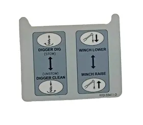 Altec 970133411 Winch / Digger Controls Placard Decal Old Stock