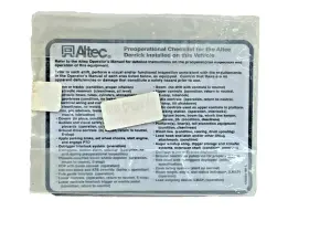 Altec 970294596 Preoperational Checklist Placard Decal Old Stock