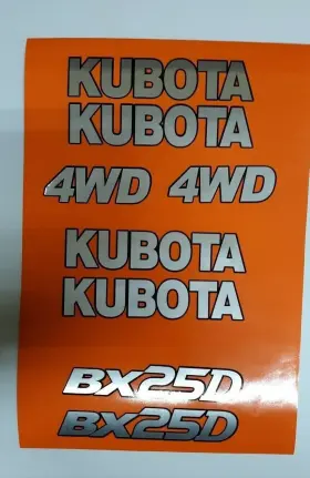 Cat Bx25d Kubota Tractor Bx 25d Decals Backhoe Decal Kit Silver With Black Outline