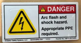 Clarion H6010-261dh Qty 17 - Safety Danger Arc Flash And Shock Label