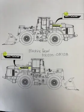 Develon 950205-08728 Doosan Left Hand Decal For Dl220-7 And S/n 80 0001