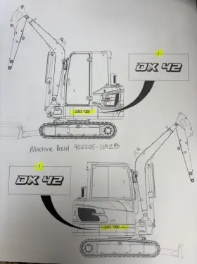 Develon 950205-10928 Doosan Dx42-7 Machine Decal
