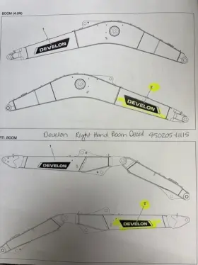 Develon 950205-11115 Doosan Right Hand Boom Decal Machine List In Description