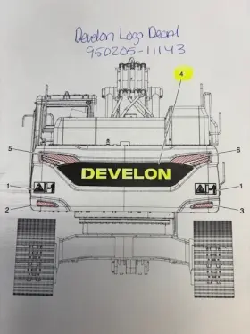Develon 950205-11143 Doosan C/w Logo Decal Machine List In Description