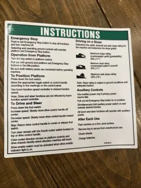 Genie 114134 0perating Instructions Decal For Platform. Oem #