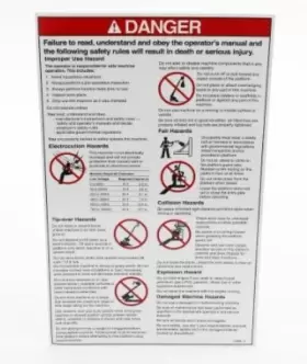Genie 114389gt / 114389 Oem Decal Label Danger General Safety Genie 114389gt / 114389 Oem Decal Label Danger General Safety