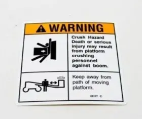 Genie 28177gt 28177 / Oem Crush Hazard Warning Decal Lift S-60 S-65 Z-45/25j