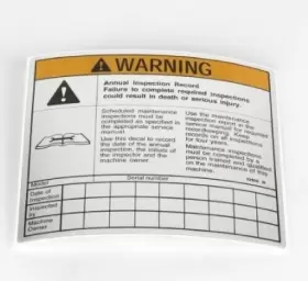 Genie 52865gt Oem/ Decal - Annual Inspection Record S40/45 S60/65 S60x S60xc Genie 52865gt Oem/ Decal - Annual Inspection Record S40/45 S60/65 S60x S60xc