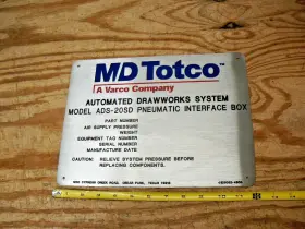 Md Totco 41e8052-49056 Stainless Automated Drawworks Sign Varco Name Plate 12x9 Inch