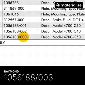 Raymond 1056188/003 - Decal Model 4700c50