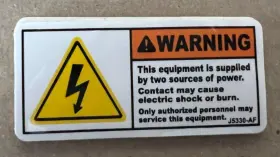 Safety Sign J5330-af Qty 13 - Warning Two Sources Of Power Label