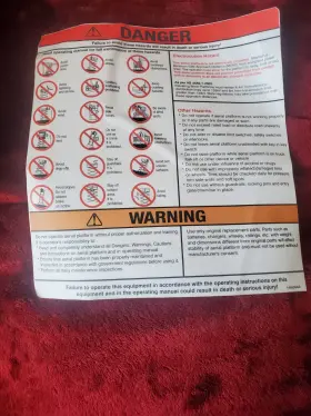 Skyjack 146526 Danger Warning Replacement Vinyl Decal 146526ac New Unused