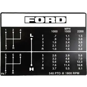 Stevens Lake Parts S.60664 Shift Pattern Decal 8-speed Fits Ford Tractor 4000 4100 4600