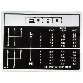 Tractor Parts Accessories C5nn7b292 8 Speed Shift Pattern Decal With Live Pto Fits Ford Replaces