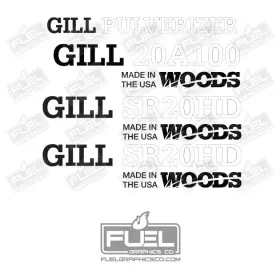 Woods Sr20hd Gill Pulverizer Premium Vinyl Decal Custom 4 Piece Set - 20a100 And