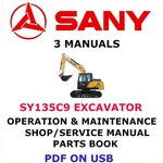 Sany Sy135c9 Excavator Service Manual Operation And Maintenance Parts Book Pdf. Fixed Price $35.00.